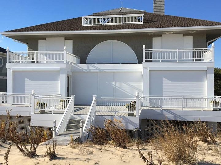 Hurricane shutters installed on a home